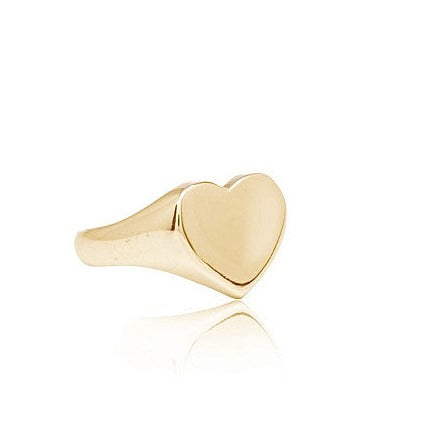 Signet, Heart, Pinkie, Ring, 9kt,Yellow, Gold, Kerry, Rocks, Jewellery