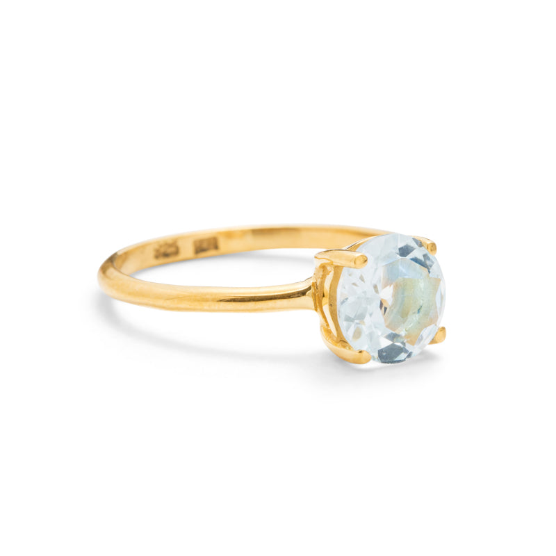 Solitaire Ring, Aquamarine, 9kt Yellow Gold