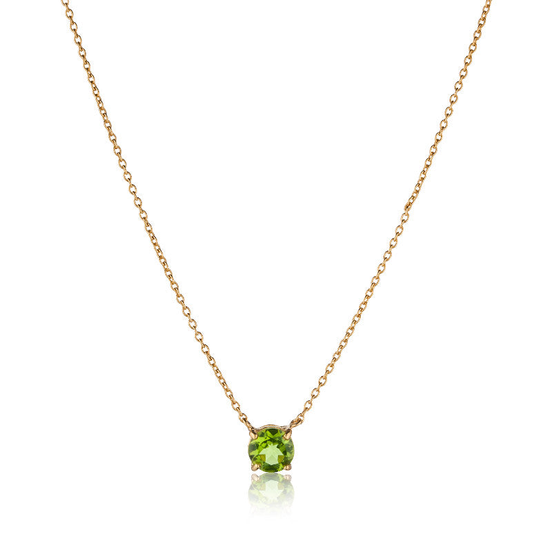 Solitaire Necklace, Peridot, Gold