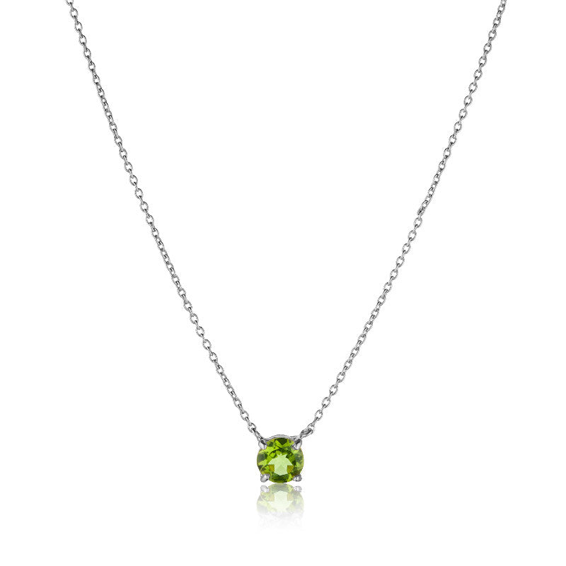 Solitaire Necklace, Peridot, Silver