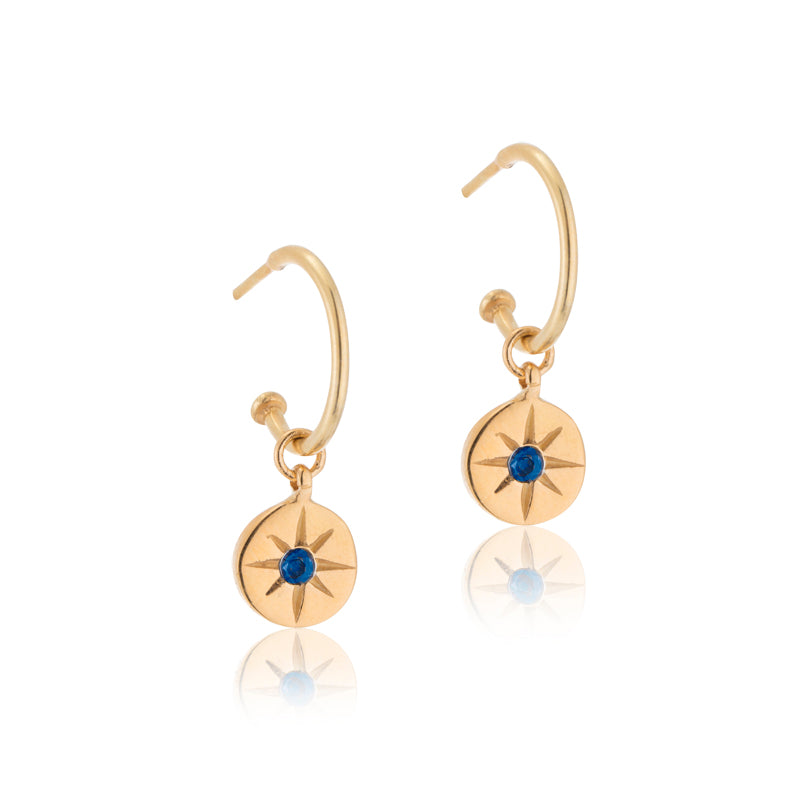Supernova Hoop, Blue Sapphire, Gold