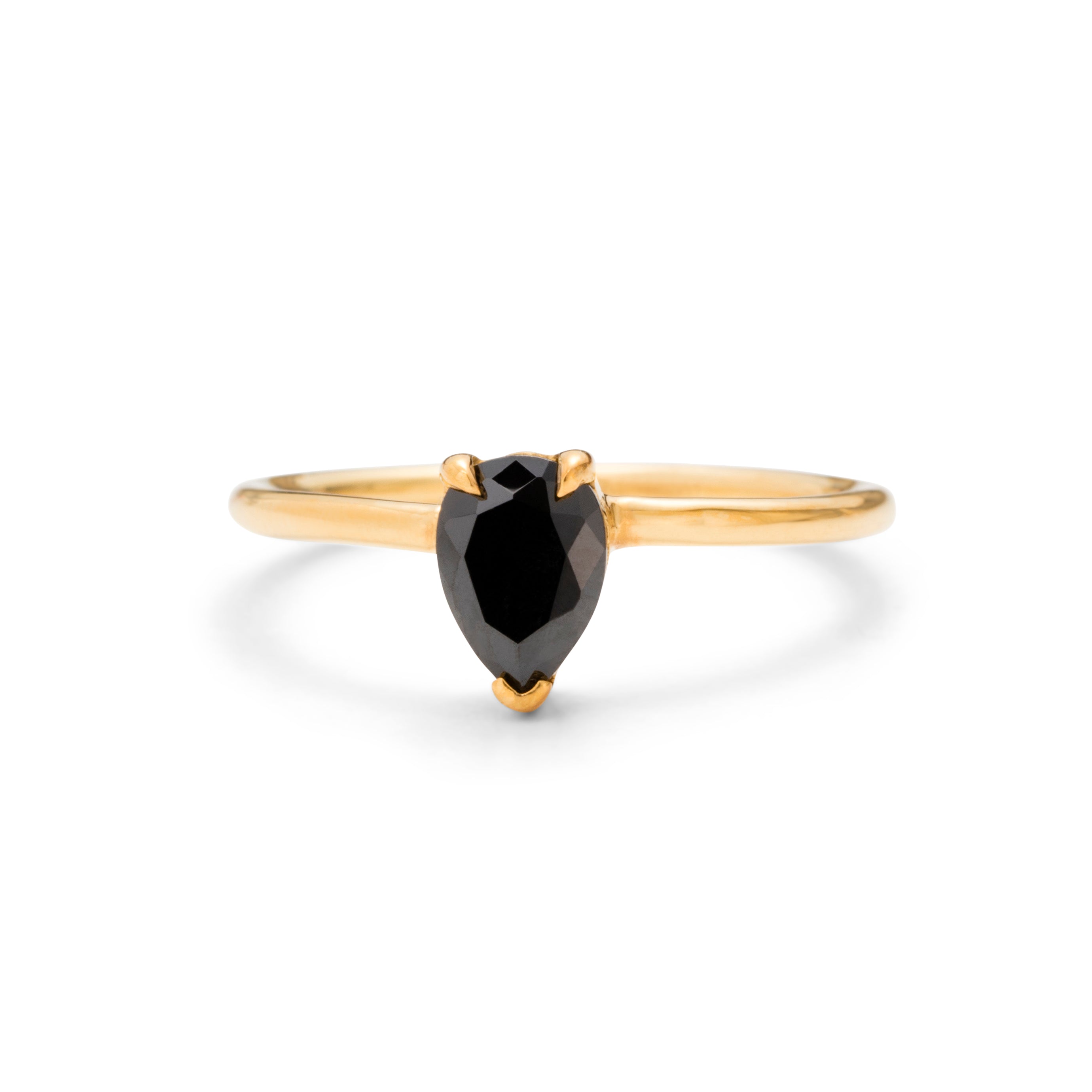 Teardrop Ring, Black Spinel, Gold