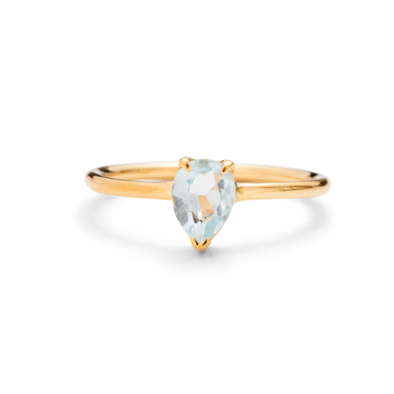 Teardrop Ring, Blue Topaz, Gold