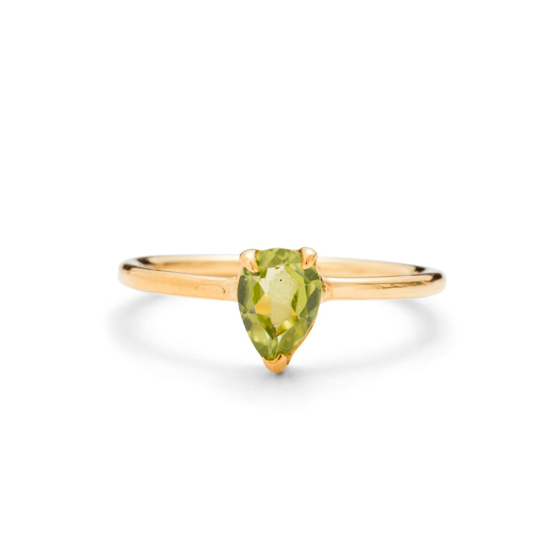 Teardrop Ring, Peridot, Gold