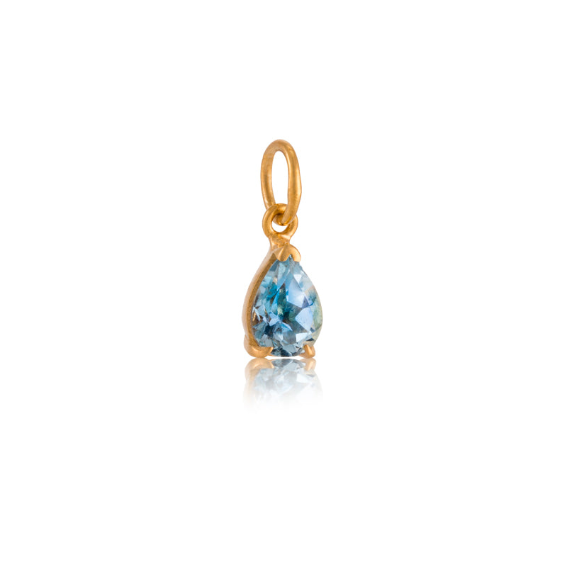 Teardrop Pendant, Blue Topaz, Gold