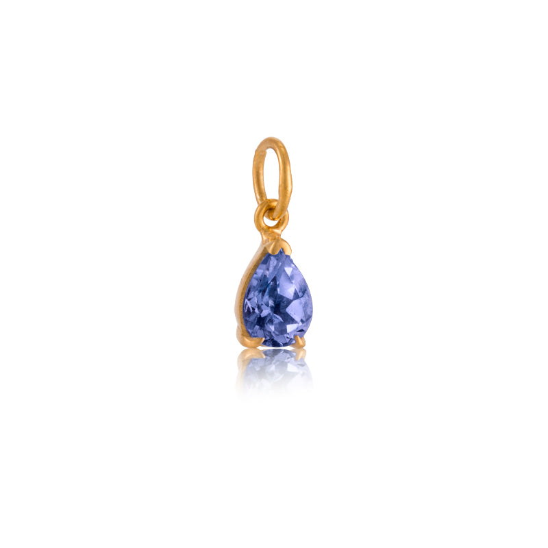 Teardrop Pendant, Iolite, Gold