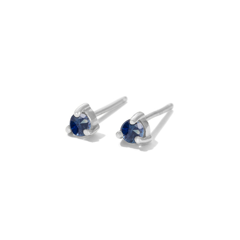 Tiny Stud, Blue Sapphire, Silver