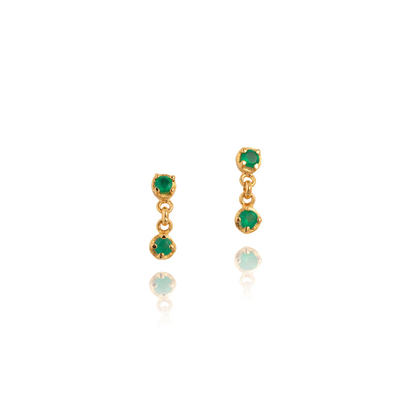 Winkie Duo Stud, Green Onyx, Gold