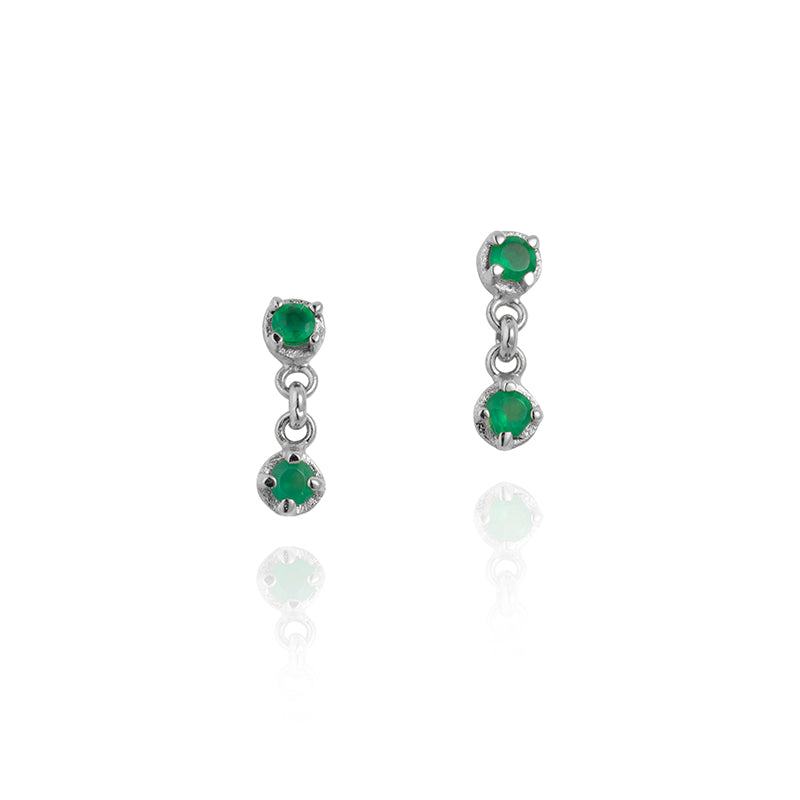 Winkie Duo Stud, Green Onyx, Silver