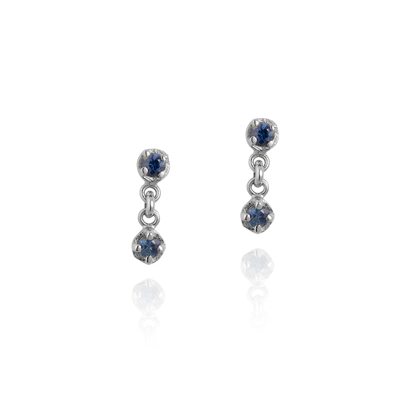 Winkie Duo Stud, Blue Sapphire, Silver