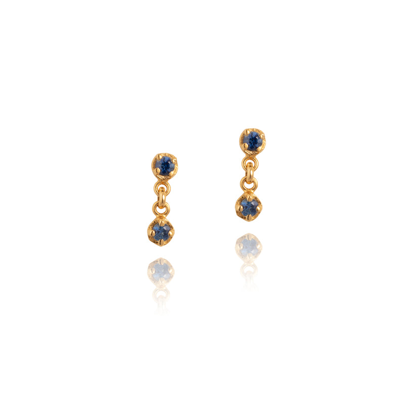 Winkie Duo Stud, Blue Sapphire, Gold