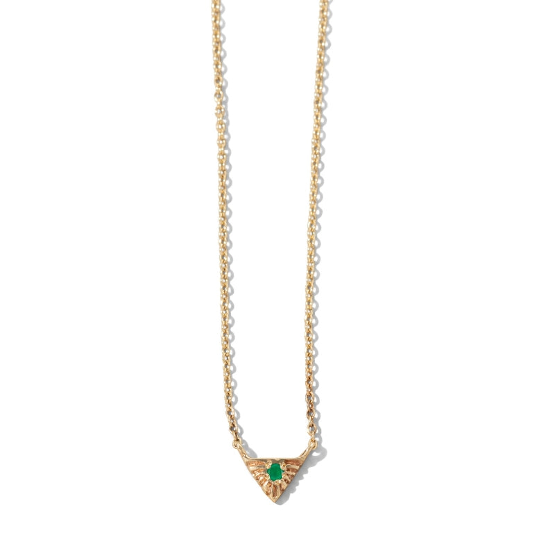 Aztec Necklace, Green Onyx, Gold