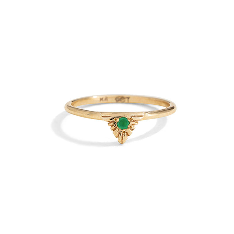 Aztec Ring, Emerald, 9kt Yellow Gold