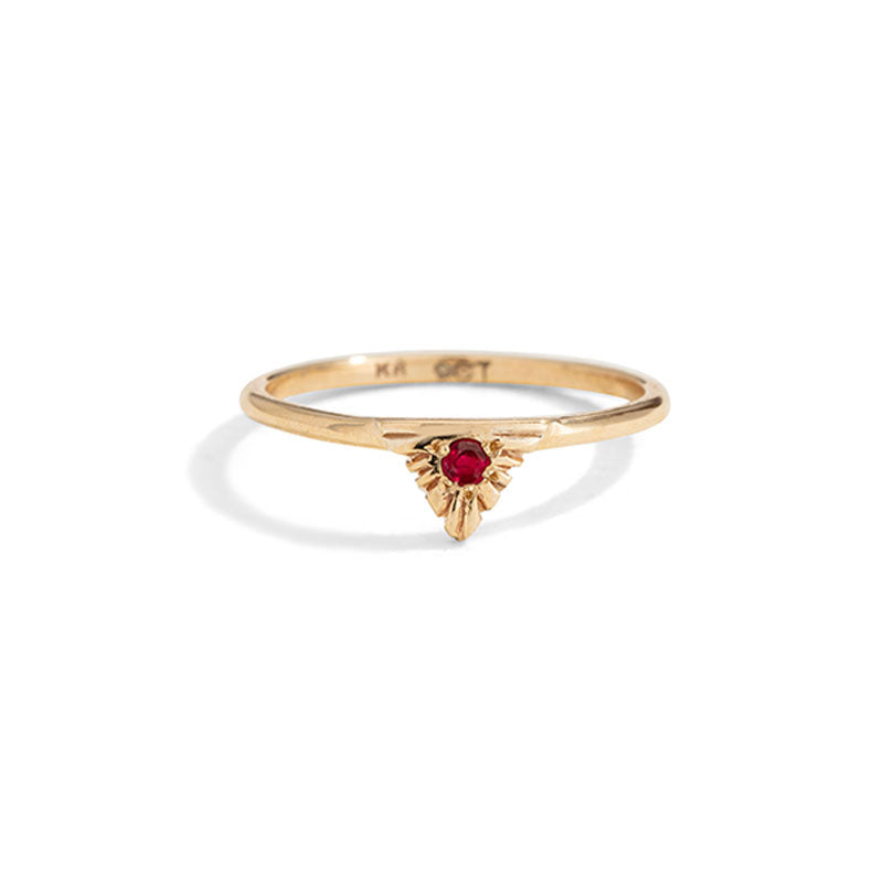 Aztec Ring, Ruby, 9kt Yellow Gold