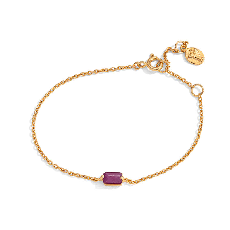 Baguette Mini Bracelet, Ruby, 9kt Yellow Gold