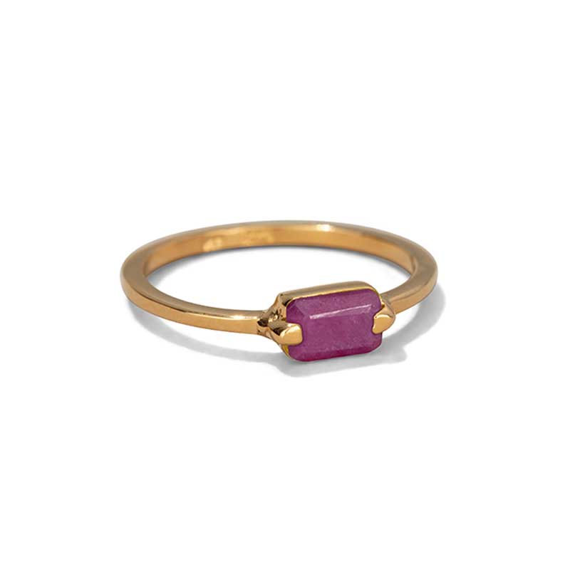Baguette Ring, Ruby, 9kt Yellow Gold