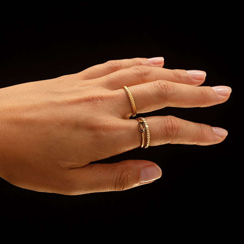 Baguette Ring, Smokey Quartz, 9kt Yellow Gold