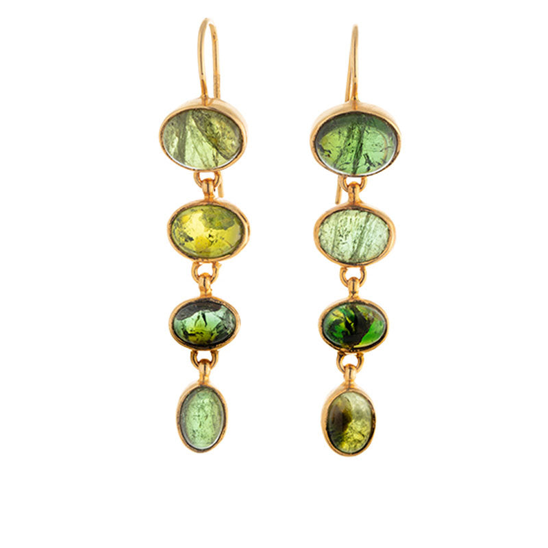 Cascade Earring, Green Tourmaline, Gold