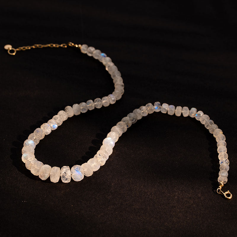Chronos Necklace, Graded Moonstone, 9kt Yellow Gold