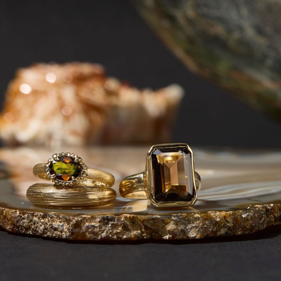 Ceres Rings Ceres Bi-Coloured Touramline Ring in 9kt Yellow Gold – Kerry Rocks ...