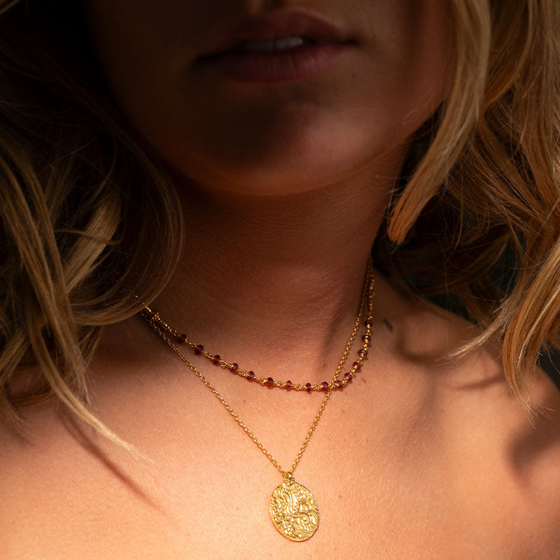 Dorian Collar Necklace, Garnet, Gold
