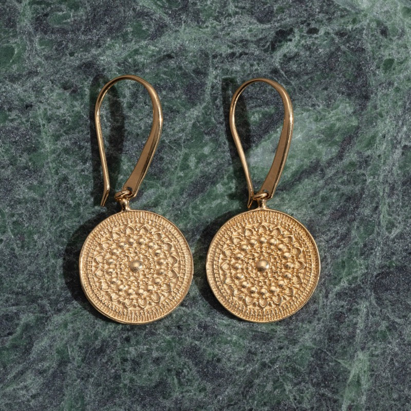 Medallion Earring, Gold