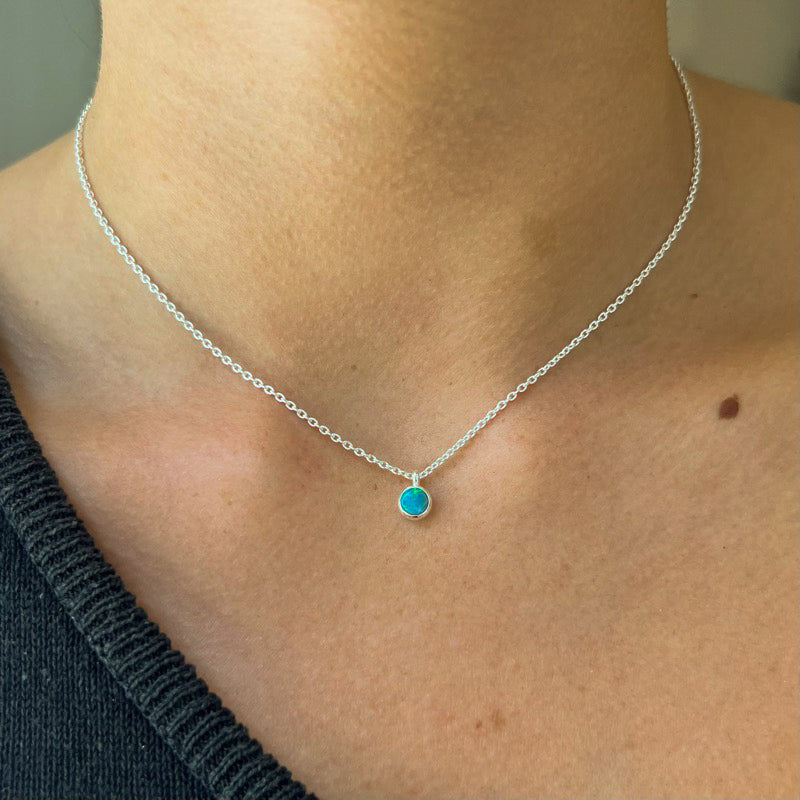 Orbit Necklace, Opal, Silver