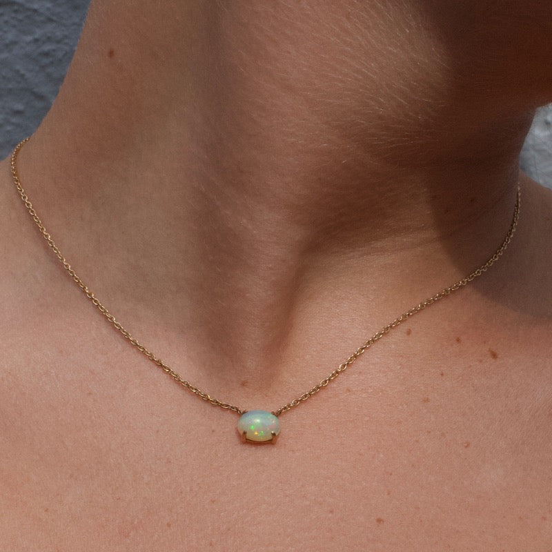 Ophelia Necklace, Ethiopian Opal, 9kt Yellow Gold