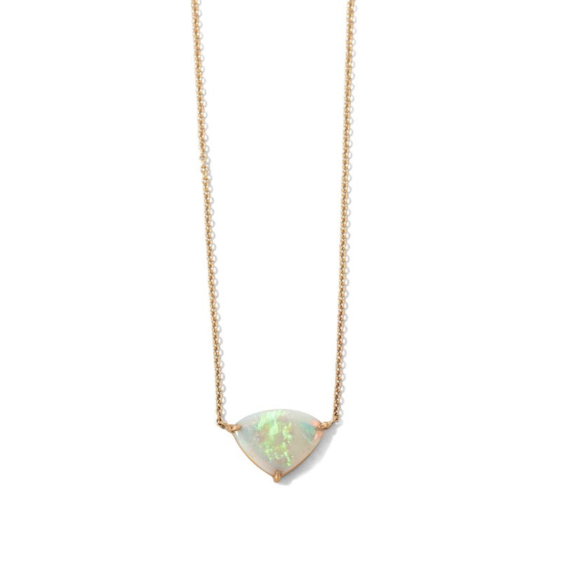 Trigon Necklace, White Opal, 9kt Yellow Gold