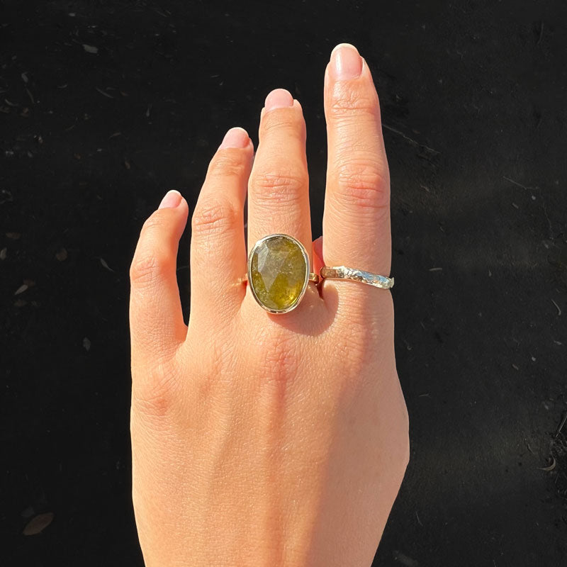 Pebble Ring, Grossular Garnet, 9kt Yellow Gold