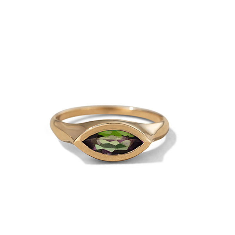 Iris Ring, Green Tourmaline, 9kt Yellow Gold