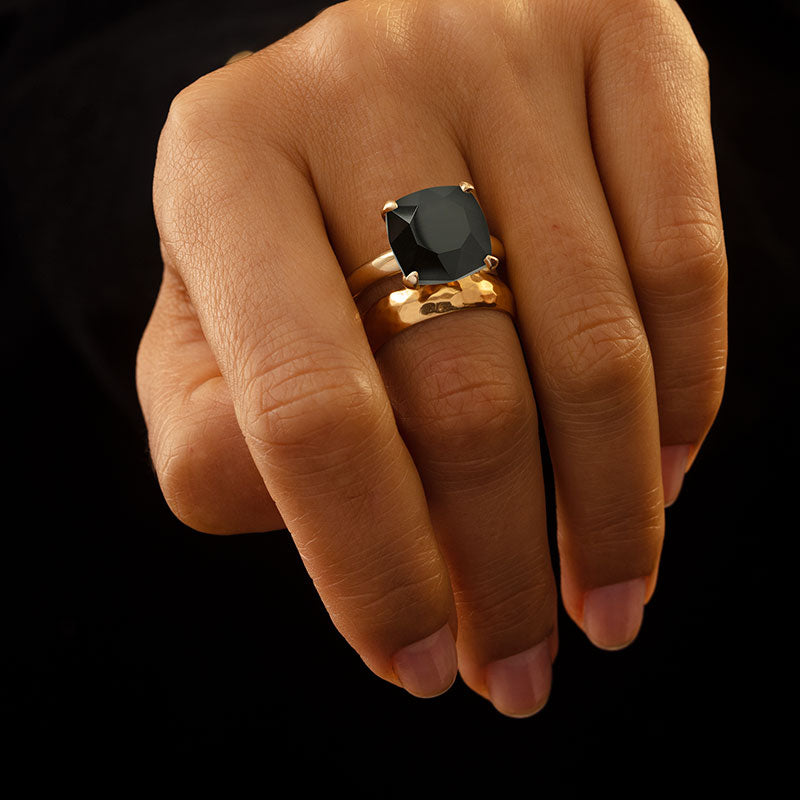 Kara Ring, Black Onyx, Silver