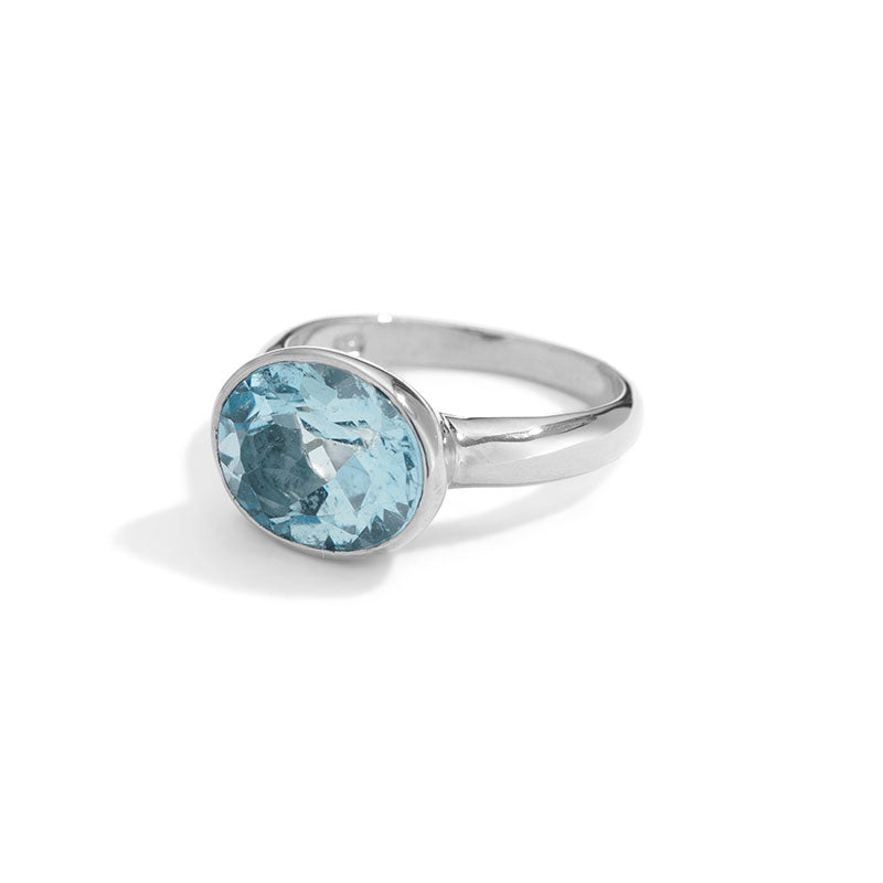 Leone Ring, Blue Topaz, Silver