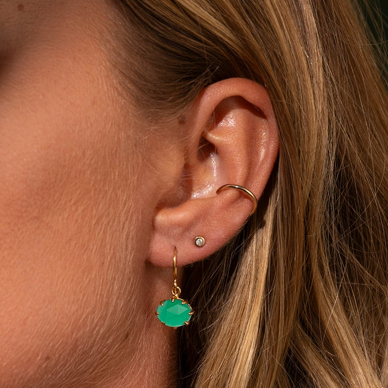 Marie Earring, Green Onyx, Gold