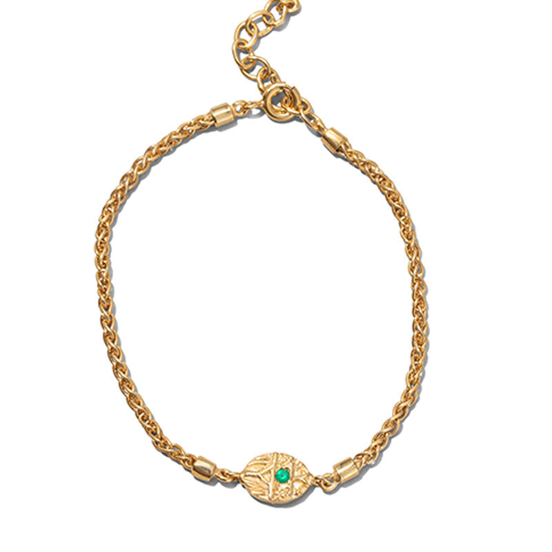 Scarab Bracelet, Emerald, 9kt Yellow Gold