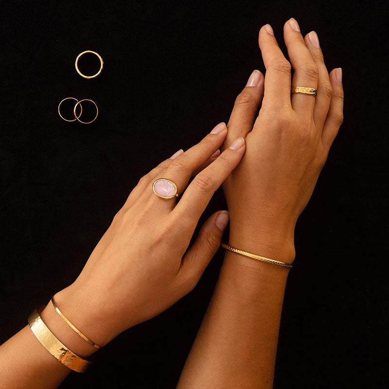 Sirus Ring, Rose Quartz, Gold