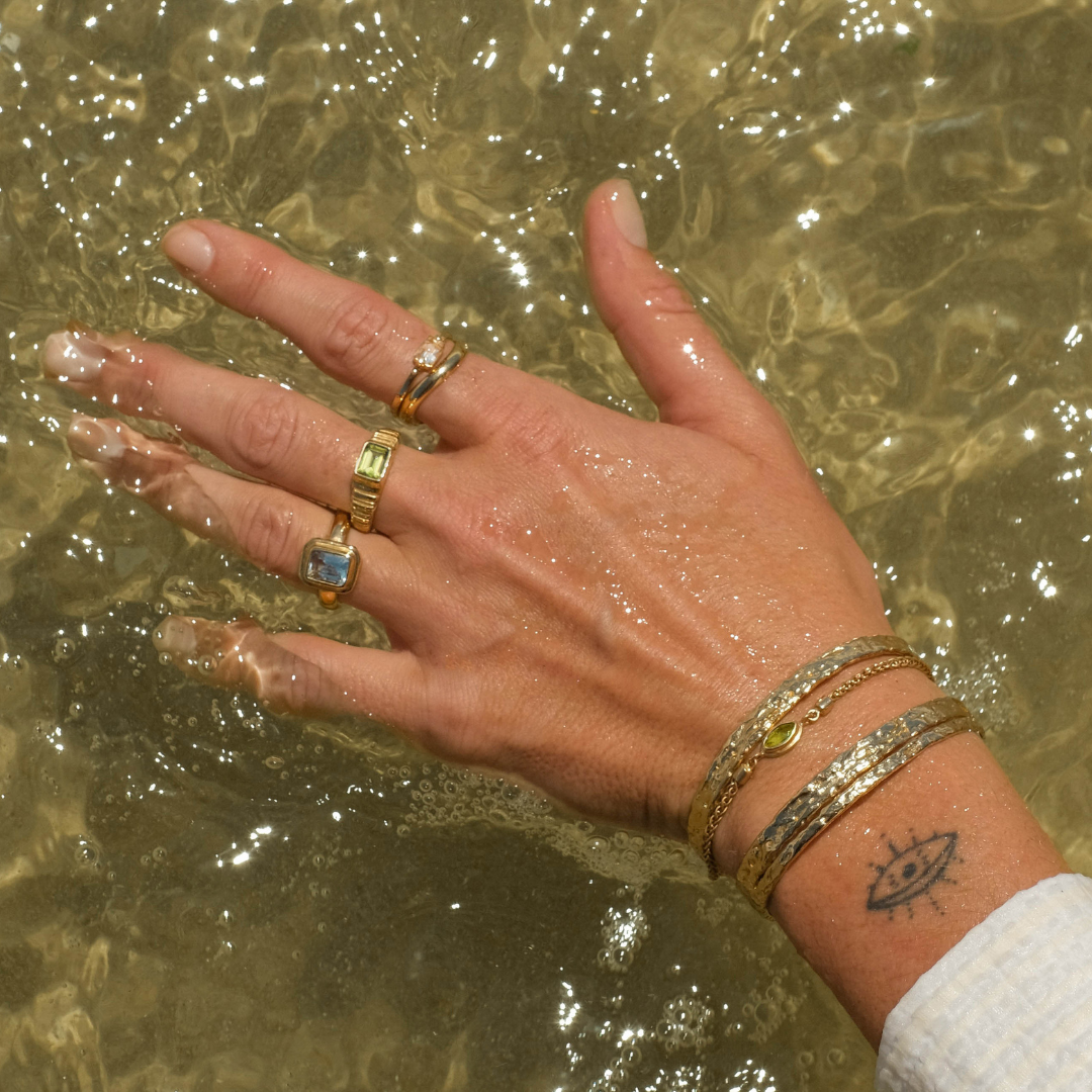 Baguette Ring, White Topaz, Gold