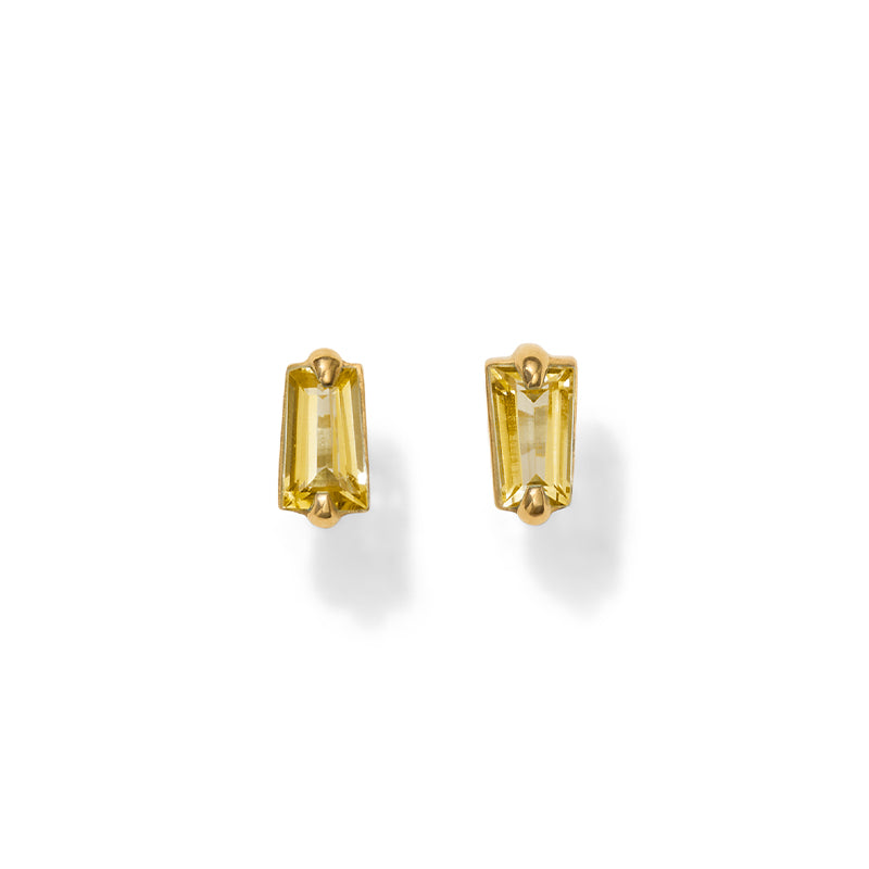 Trapezoid Stud, Citrine, Gold