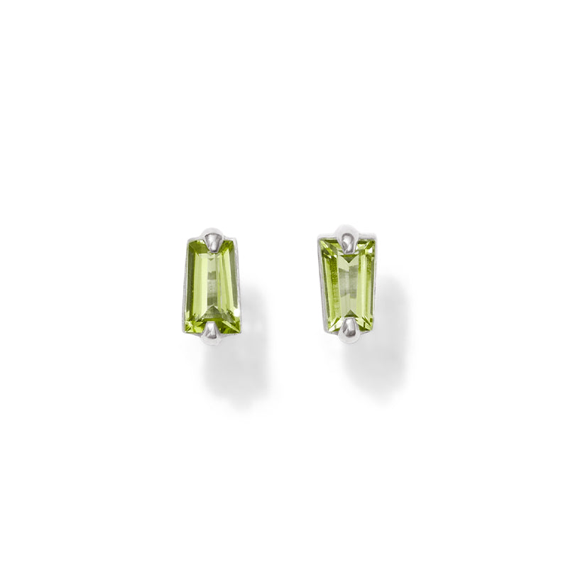 Trapezoid Stud, Peridot, Silver