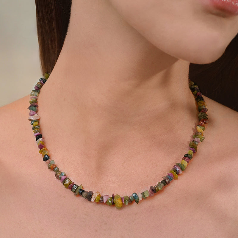 Lux Necklace, Tourmaline, Silver