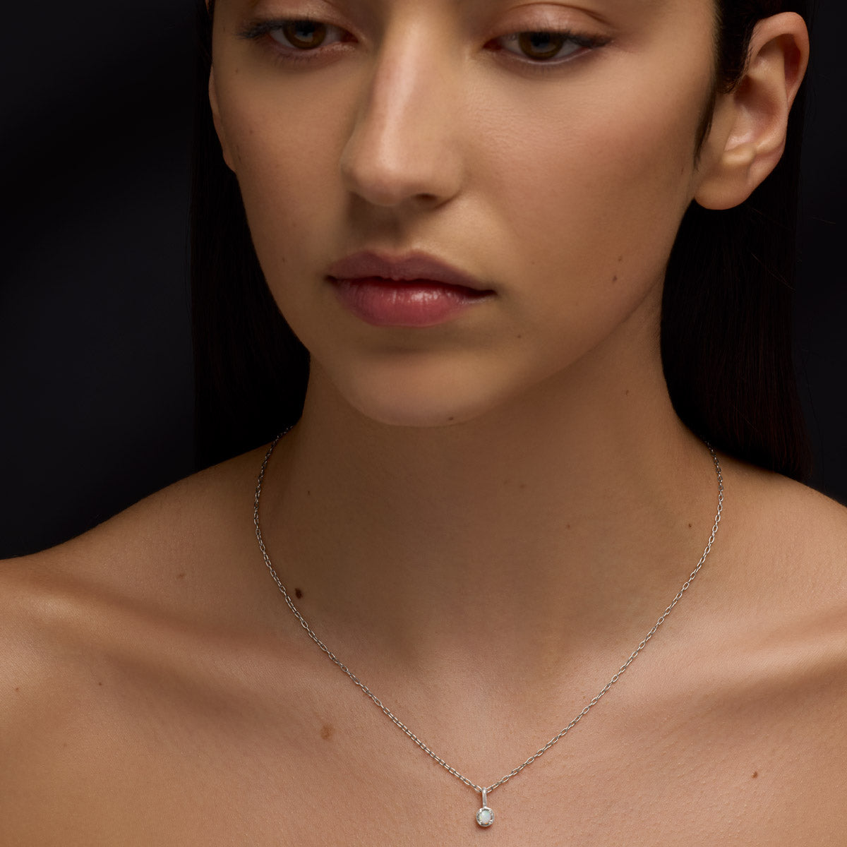 Winkie Pendant, White Opal, Silver