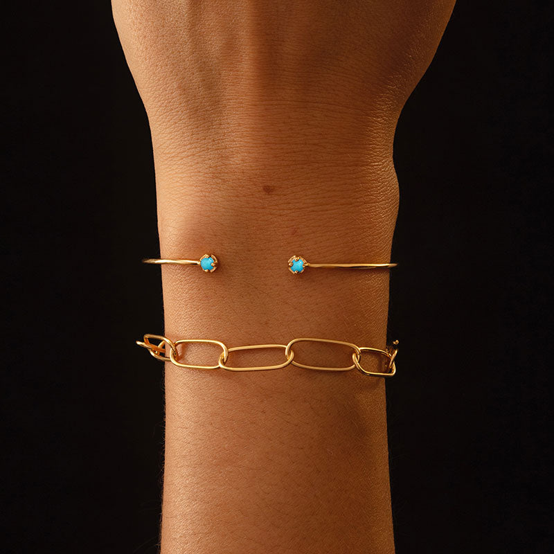 Winkie Cuff, Turquoise, Gold