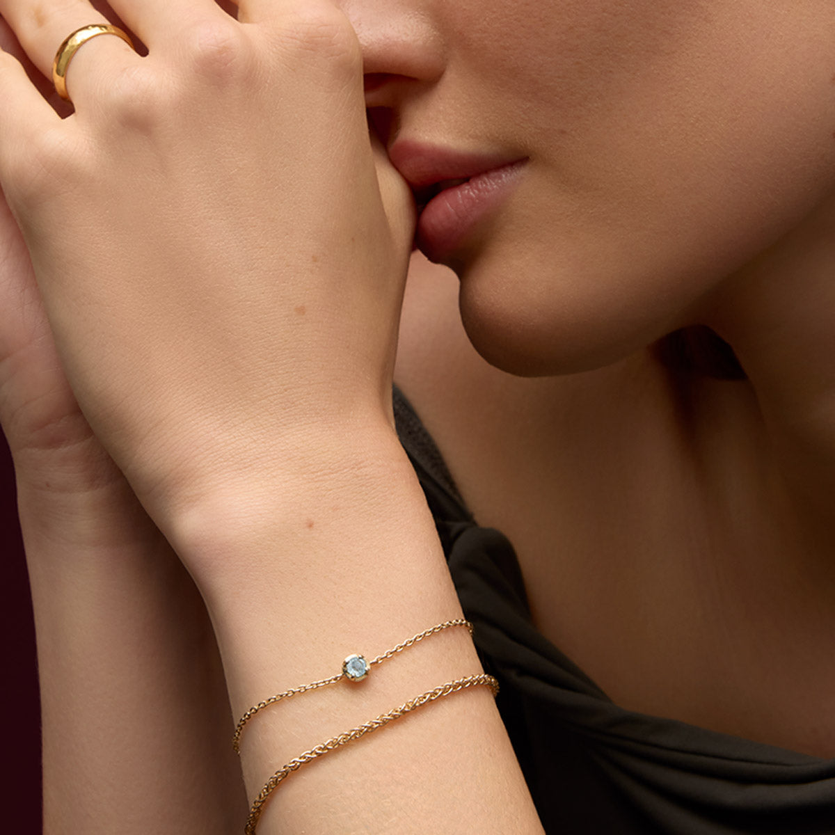 Winkie Bracelet, Aquamarine, 9kt Yellow Gold