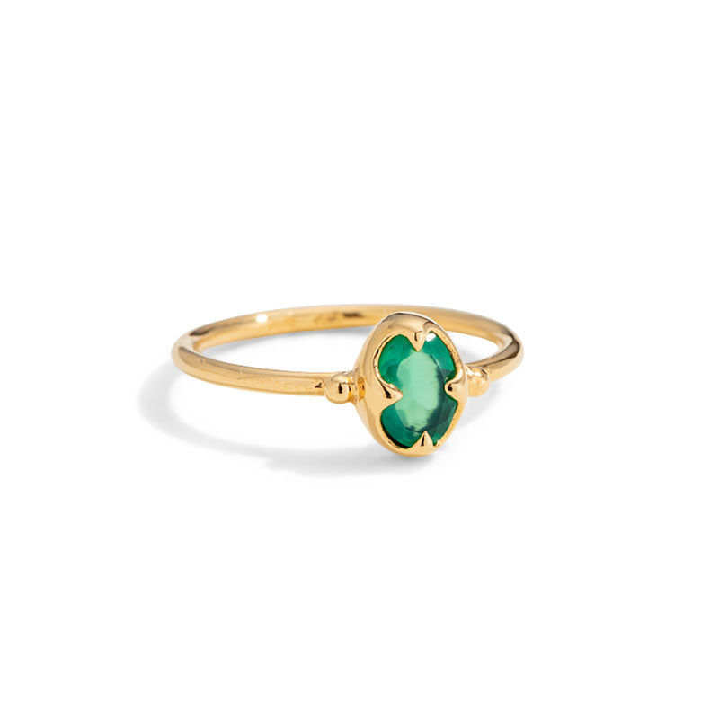Abbey Ring, Green Onyx, Gold