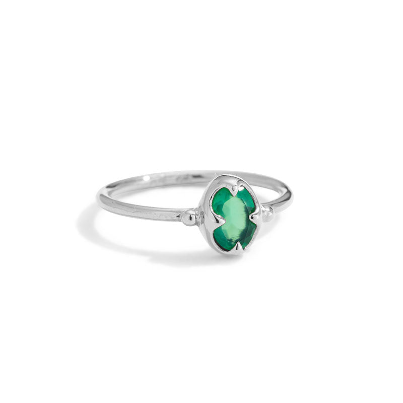 Abbey Ring, Green Onyx, Silver