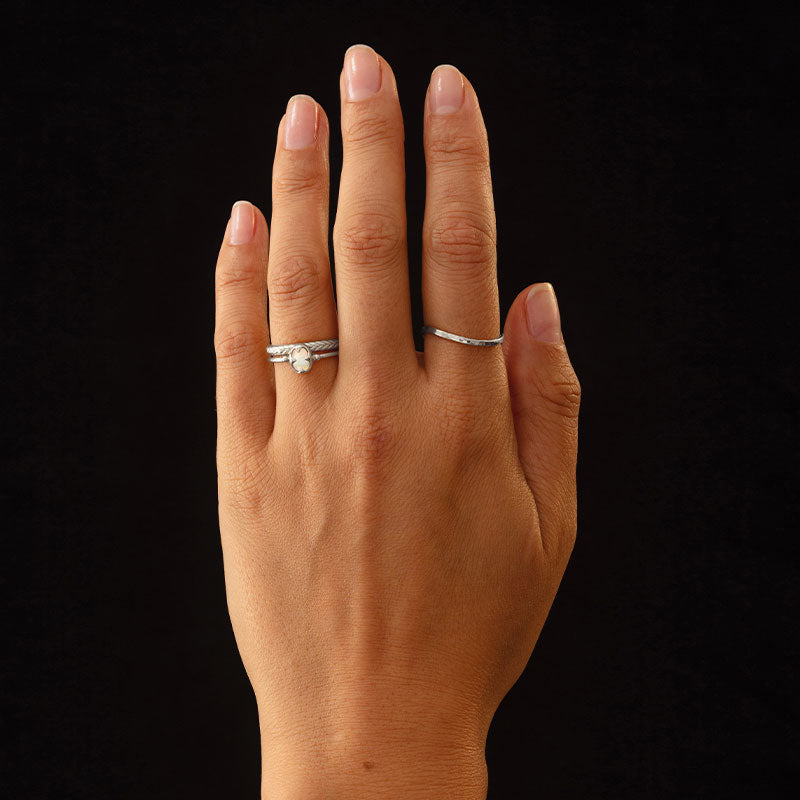 Abbey Ring, White Opal, Silver