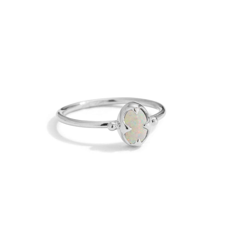 Abbey Ring, White Opal, Silver