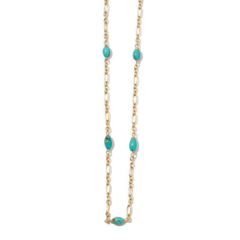 Aegina Necklace, Turquoise, Gold