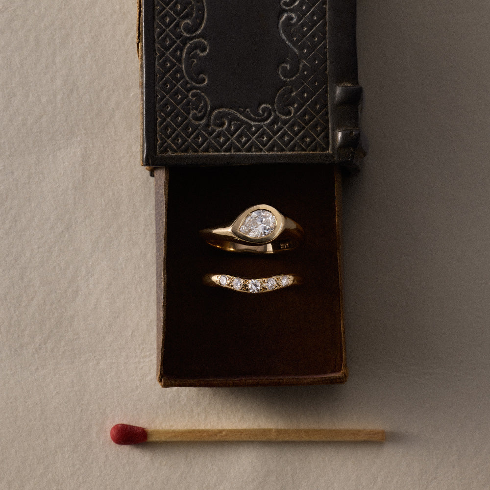 Crescent Band, Diamond, Solid Yellow Gold