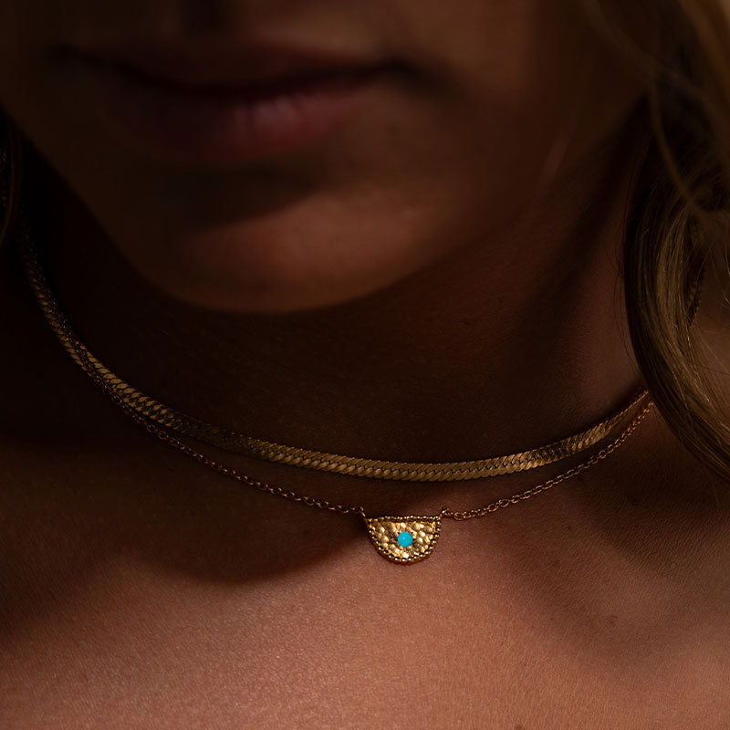 Amulet Necklace, Turquoise 9kt Yellow Gold